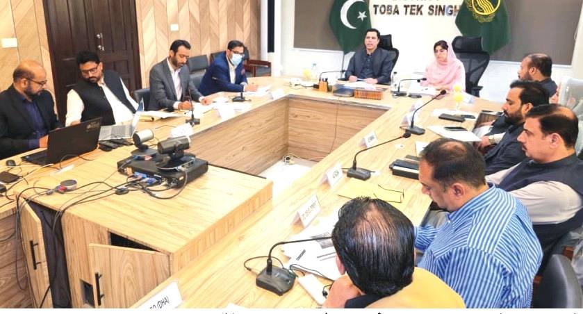 Commissioner Dr Imran Hamid Sheikh chairs a meeting at the DC Office Toba Tek Singh