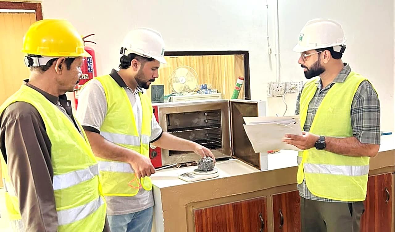 Staff busy in material testing at the FDA testing laboratory in Faisalabad