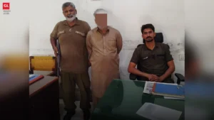 Faisalabad murder arrest: accused in custody with two policemen.