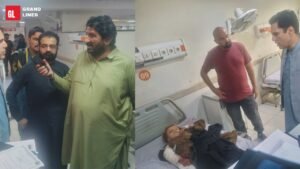 Commissioner Faisalabad visiting injured patients at Allied Hospital One