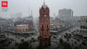 Faisalabad Clock Tower covered in smog