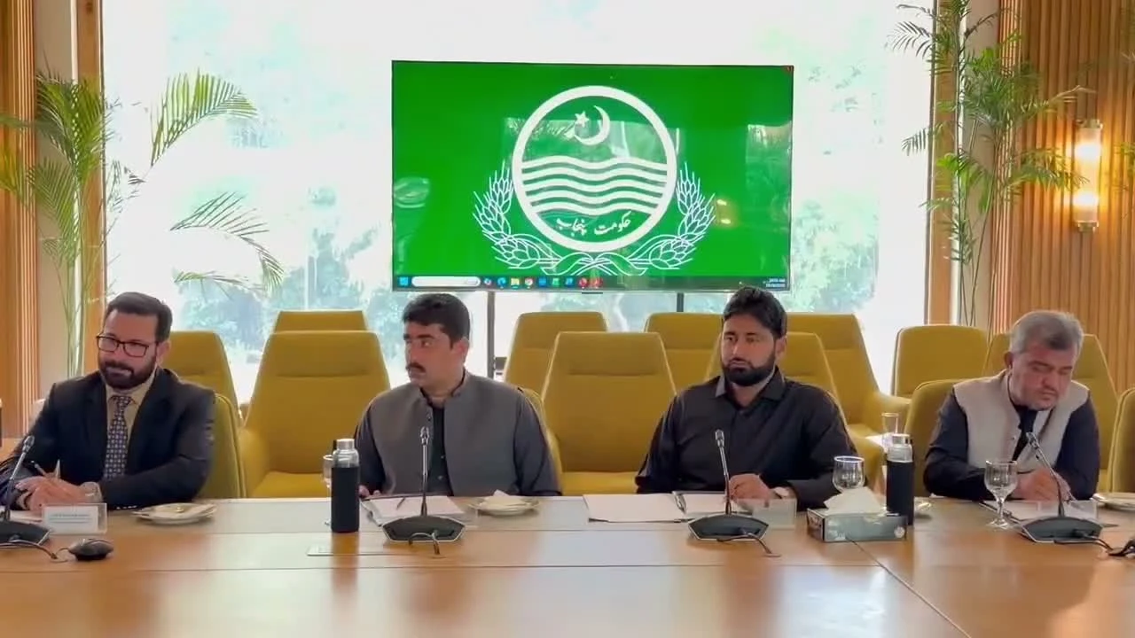 Punjab agriculture meeting: farmer representatives seated before the Punjab government screen. Punjab agriculture meeting: farmer representatives seated before the Punjab government screen.