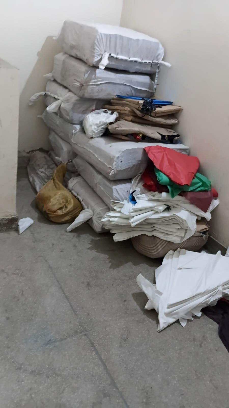 Seized kite-making bundles