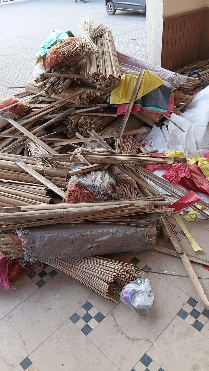 Seized kite-making bamboo sticks