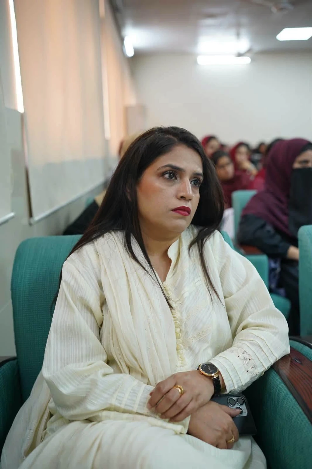 GCUF students listen at FIA awareness session Faisalabad GCUF students listen at FIA awareness session Faisalabad