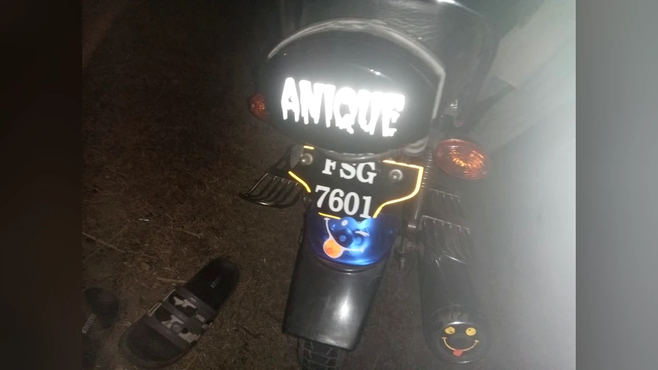 Motorcycle involved in the rickshaw collision near Sadaqat Mill bypass, Khurrianwala