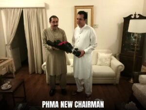 Talal Chaudhry congratulates Mian Farrukh Iqbal PHMA North Zone chairman