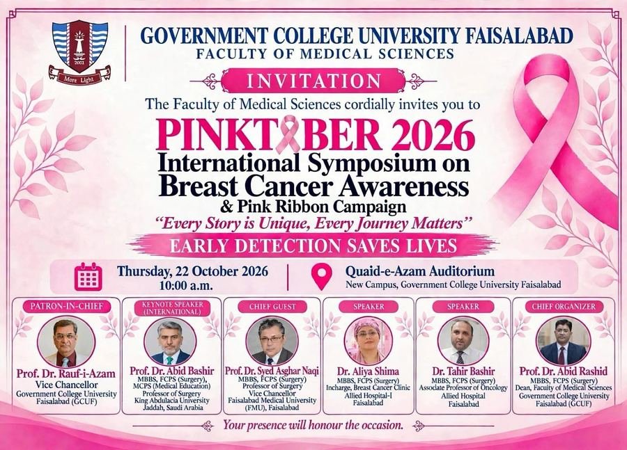 Pinktober 2026 breast cancer awareness symposium GCUF Faculty of Medical Sciences