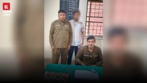 Police officers with a recovered teenage boy case in Peoples Colony