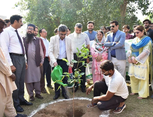 Participants during the plantation activity for World Sustainability Day at GCUF