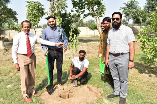 Participants during the plantation activity for World Sustainability Day at GCUF